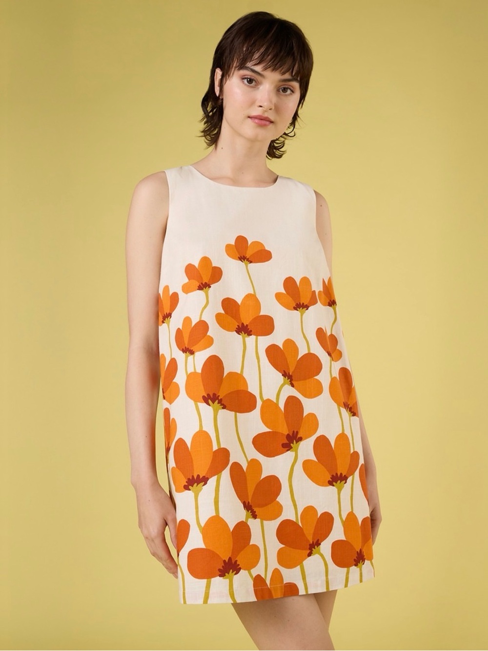 Princess Highway Lulu Flower Shift Short Retro Dress Organic Cotton SZ 10 NWT